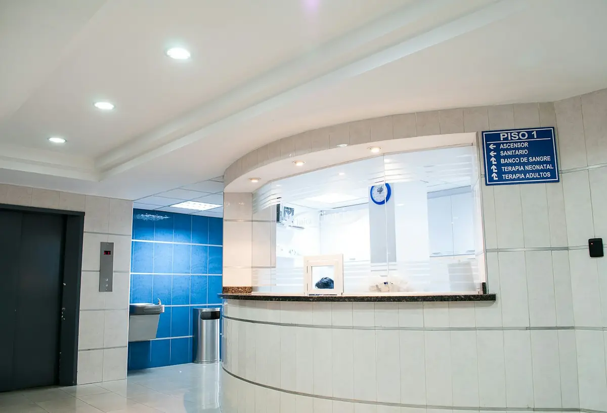 Clinic front desk with soft lighting